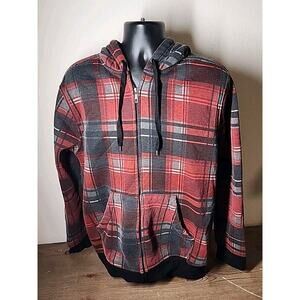 Route 66 Original Clothing Co. Red/Black Plaid Winter Hoodie/Jacket, Size - L